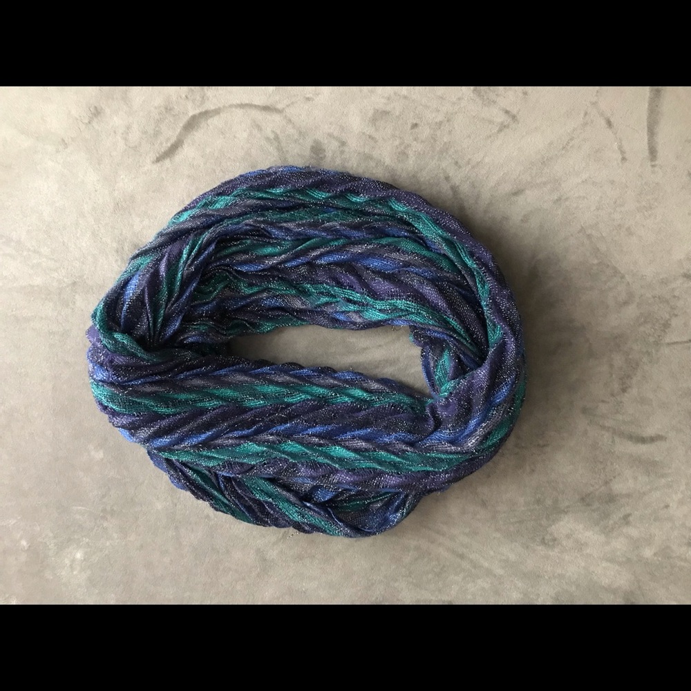 Navy and Teal Shimmery Infinity Scarf